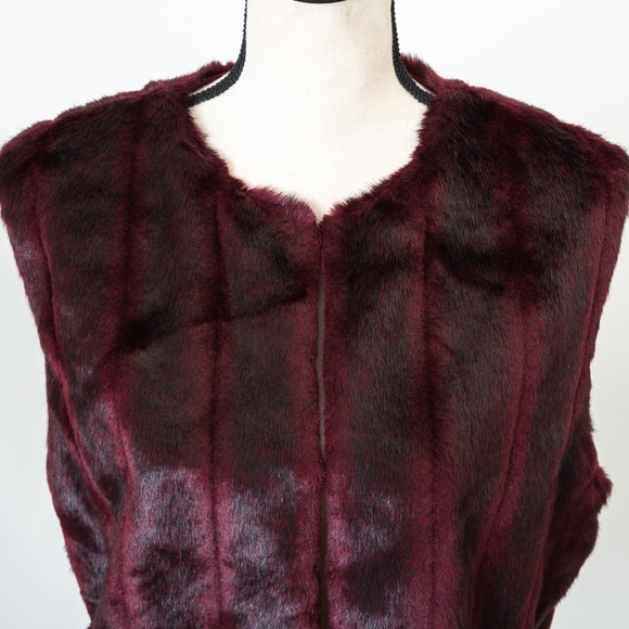 Faux fur collarless longer length jacket coat Iman XL - Picture 11 of 16